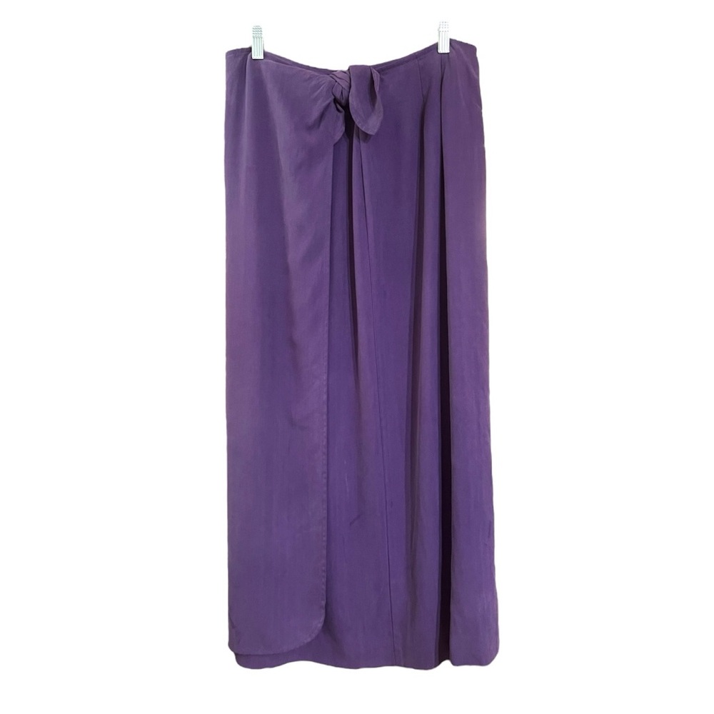 Talbots Purple 100% Silk True Wrap Maxi Skirt Sz 14 GUC